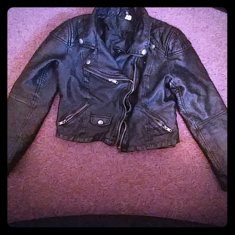 H&M black pleather jacket